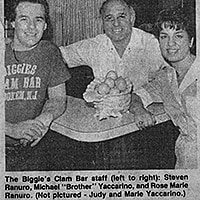 Trivia question & answer sheets for Biggie's Clam Bar 60th anniversary  celebration at 318 Madison St., Hoboken, Sept. 17, 2006. - Documents